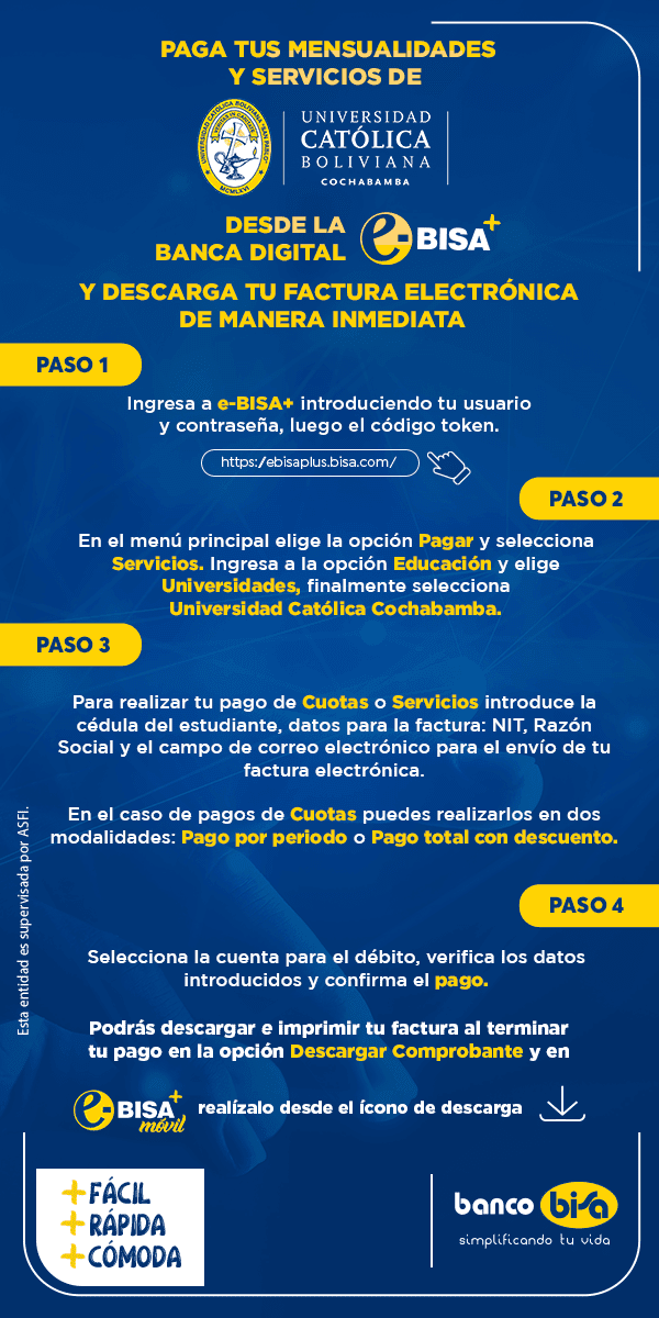 PAGO mensualidades ucb ebisa plus banca digital