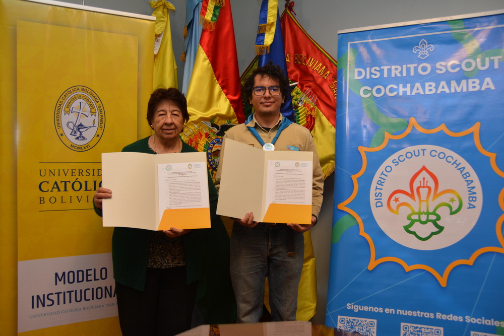 Distrito Scout Cochabamba firman convenio de cooperacion para fortalecer la educacion ambiental juvenil ucb cochabamba 1 resize